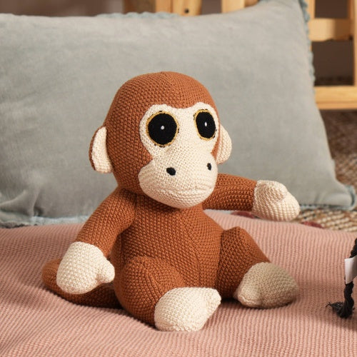 Handcrafted Cotton Knitted Soft Monkey Plush Toy – Eco-Friendly, Huggable & Perfect for Kids' Imaginative Play