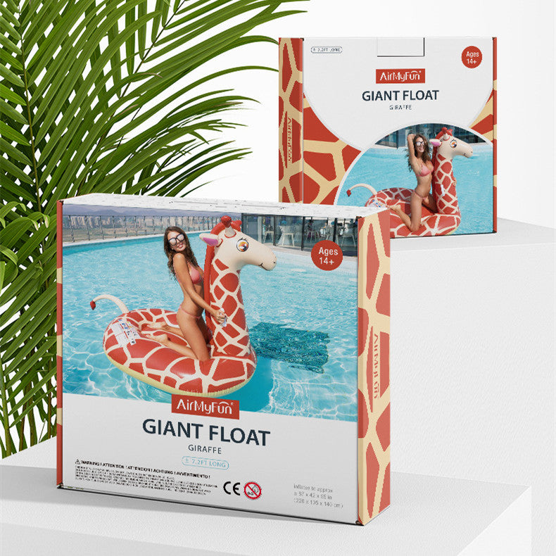 Cute Giraffe - shaped Inflatable Swimming Float Ring