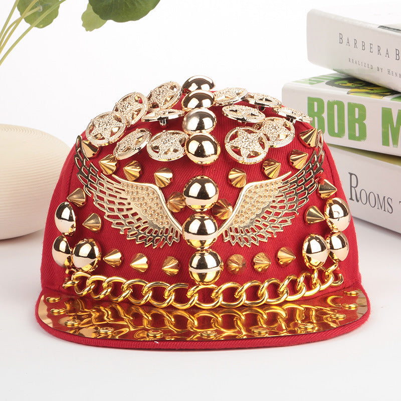 Baseball Cap with Stunning Gold Wing - Shaped Metal Embellishments