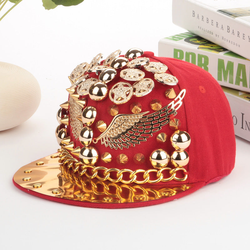 Baseball Cap with Stunning Gold Wing - Shaped Metal Embellishments