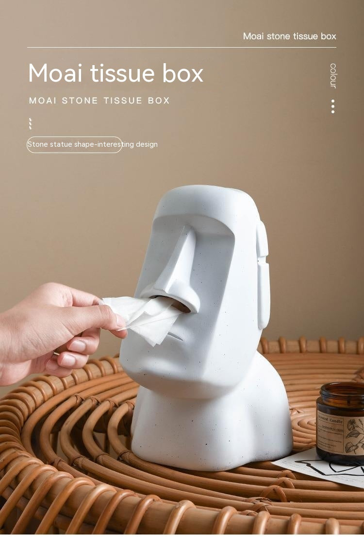 Unique Moai Stone Statue Mouth Tissue Box Decoration - A Must - Have Home Accessory!