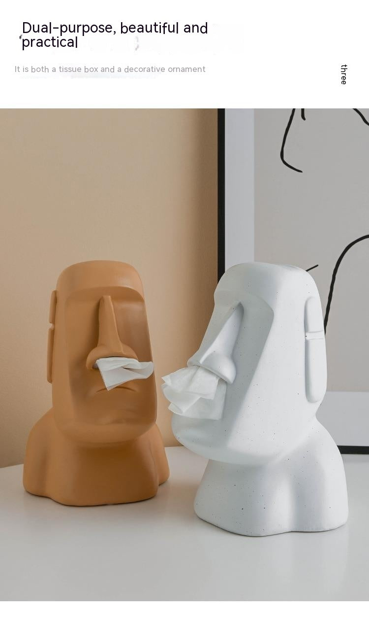 Unique Moai Stone Statue Mouth Tissue Box Decoration - A Must - Have Home Accessory!