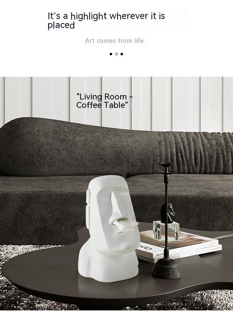Unique Moai Stone Statue Mouth Tissue Box Decoration - A Must - Have Home Accessory!