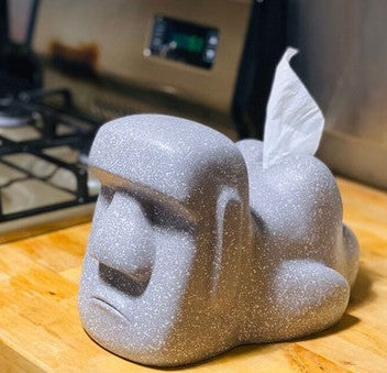 Moai Stone Statue Retro Tissue Box - Night Light Ornament for Exotic Home Decor