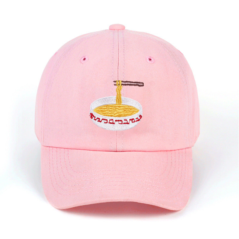 Baseball Cap with Noodles Bowl Embroidery - Unique Food - Inspired Headwear