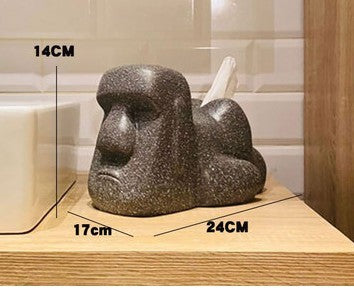 Moai Stone Statue Retro Tissue Box - Night Light Ornament for Exotic Home Decor
