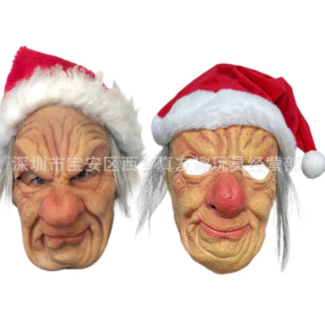 Halloween Granny Mask Latex Headgear Wig Mask