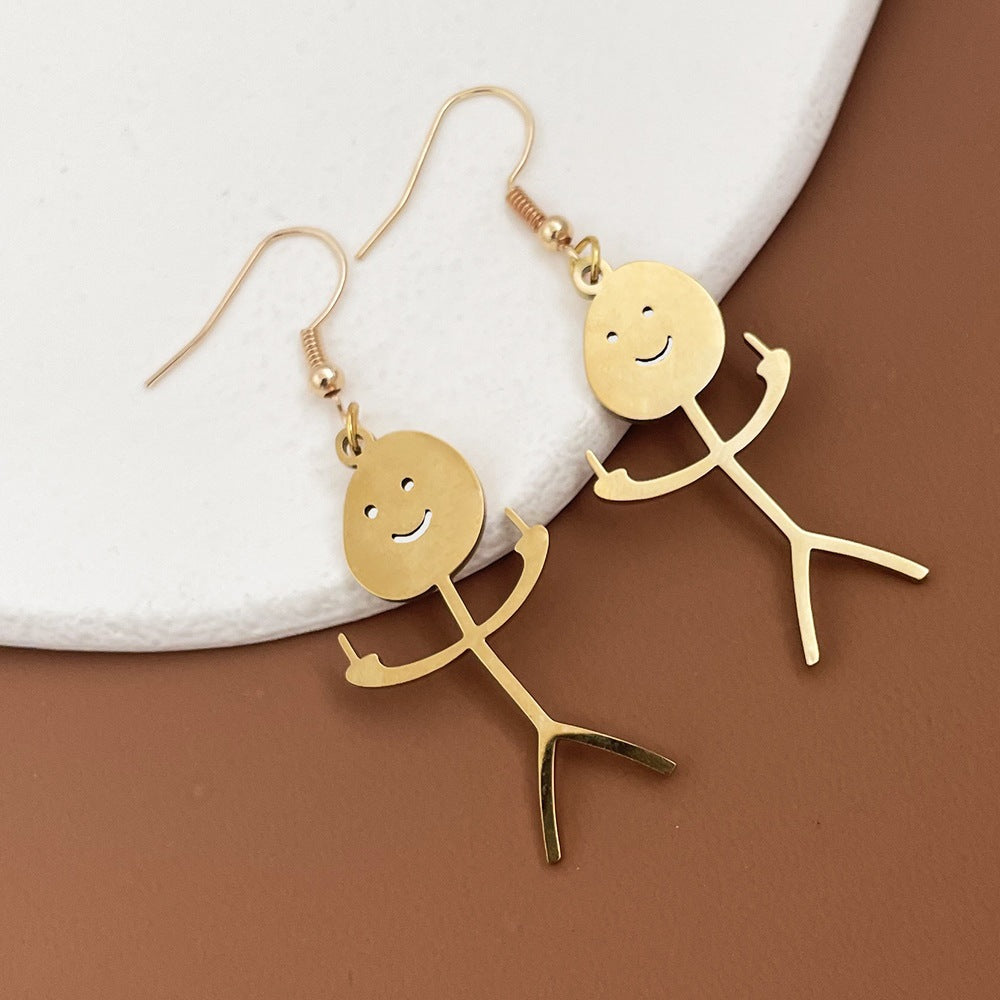 Fashion Middle Finger Funny Doodle Earring