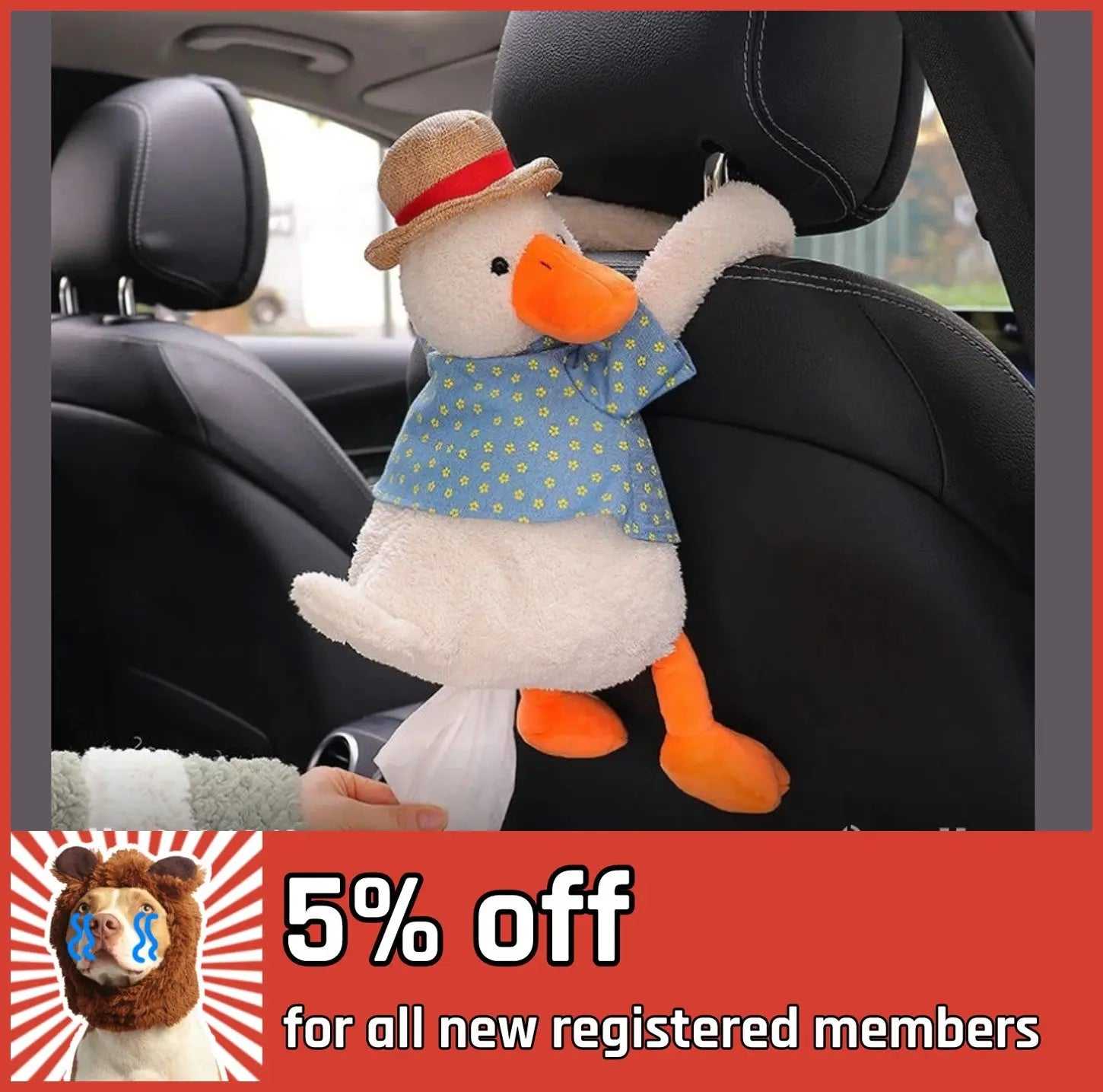 Car Tissue Bag Duck youcantbringitwithyou