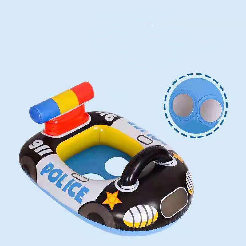Children's New PVC Inflatable Police Car Swimming Ring - Fun & Safe Pool Float