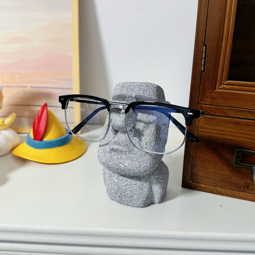 Moai Stone Statue Decoration - Creative Glasses Bracket for a Stylish Home